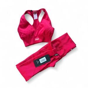 Red Bo+Tee Workout Set